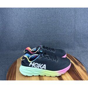 Hoka One One Rincon 3 Black Rainbow Running Sneaker Womens Sz 9.5B 1119396